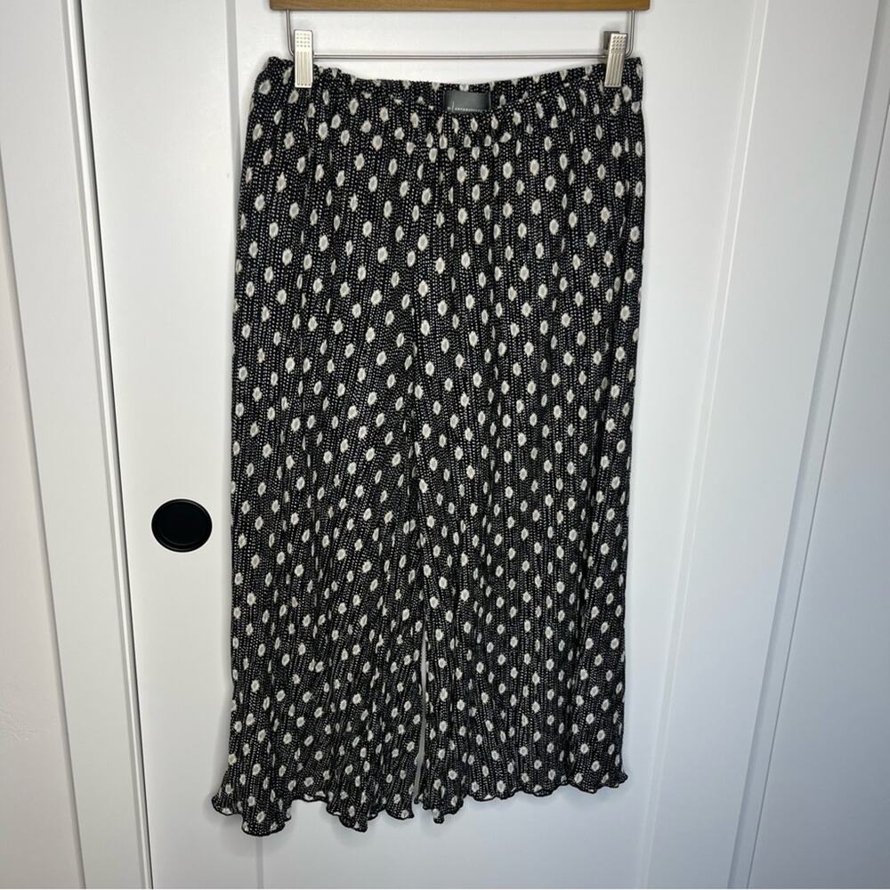 Anthropologie Black & White Floral Spotted Wide Leg Flowy Cropped Pants Small